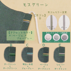 グリーン系＊大人かわいい♥ 接触冷感&抗菌ガーゼも選べる裏地 リネン立体マスク ✿ ふつうサイズ 4枚目の画像