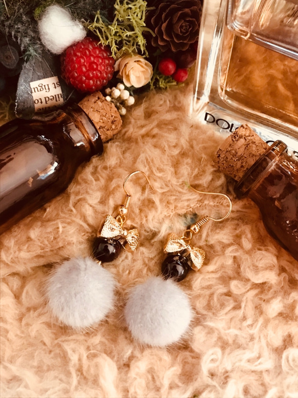 妊活・不妊・安産お守り】【イヤリング可】ミンクファー