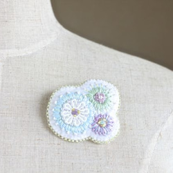 刺繍のブローチ　ブルー　［再販］ 5枚目の画像