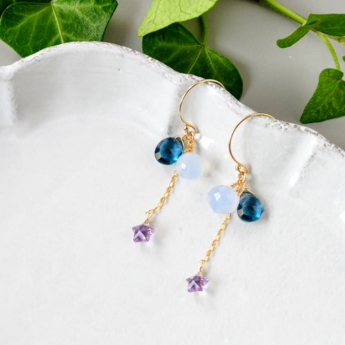 ブルー・カルセドニー ピアス(両耳用) 楽天市場】一粒 ピアス シーブルーカルセドニー 宝石 18金