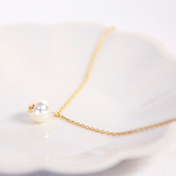 日本阿古屋天然珍珠一粒項鍊14kgf 第3張的照片