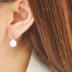日本Akoya珍珠一粒紋耳環14kgf 第4張的照片