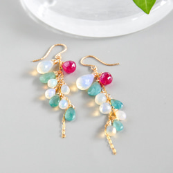 14kgf / Ruby x Grandy Delight x Precious Opal Earrings 第1張的照片