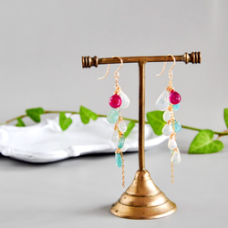 14kgf / Ruby x Grandy Delight x Precious Opal Earrings 第5張的照片