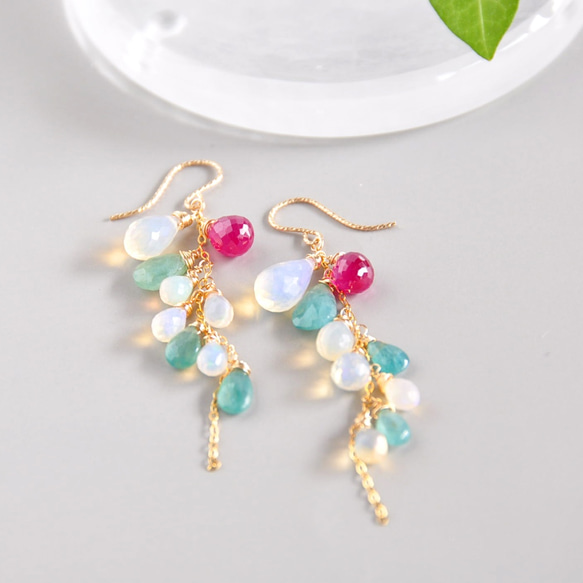 14kgf / Ruby x Grandy Delight x Precious Opal Earrings 第6張的照片