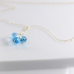 [K10YG]瑞士藍黃玉3寶石閃光項鍊 第2張的照片