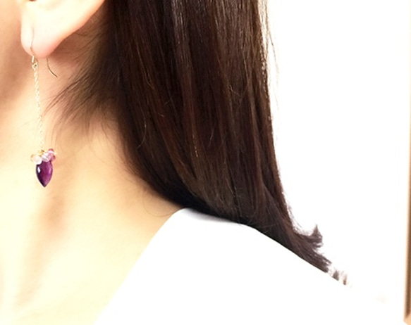 花冠*紫水晶彩色耳環 第5張的照片