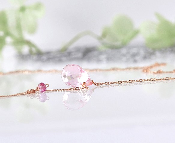 頂級品質*櫻花石英+粉紅尖晶石項鍊 第1張的照片
