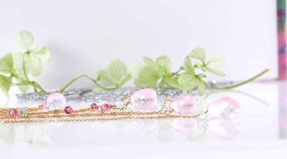 頂級品質*櫻花石英+粉紅尖晶石項鍊 第2張的照片