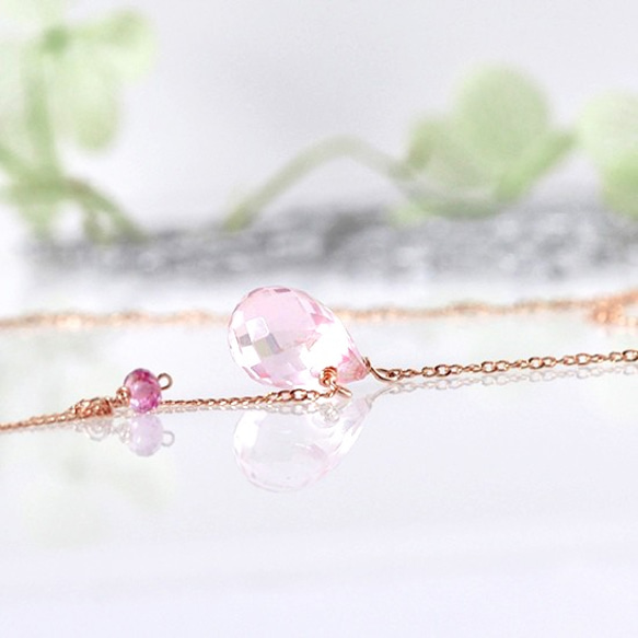 頂級品質*櫻花石英+粉紅尖晶石項鍊 第4張的照片