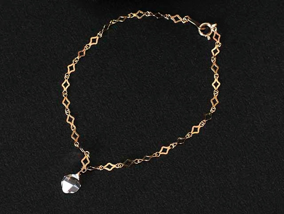 [K10YG] 戴輕] 鑽石形狀鏈 &amp; Herkima 鑽石手鍊 第2張的照片