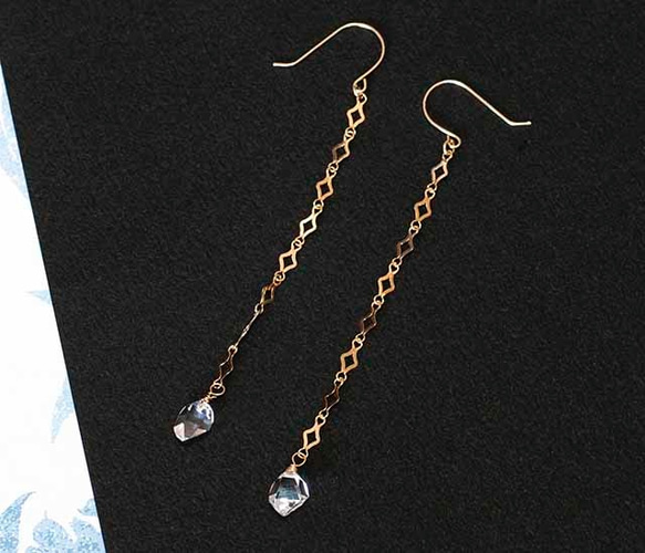 [K10YG] 鑽石造型鏈 &amp; Herkima 鑽石耳環 第2張的照片