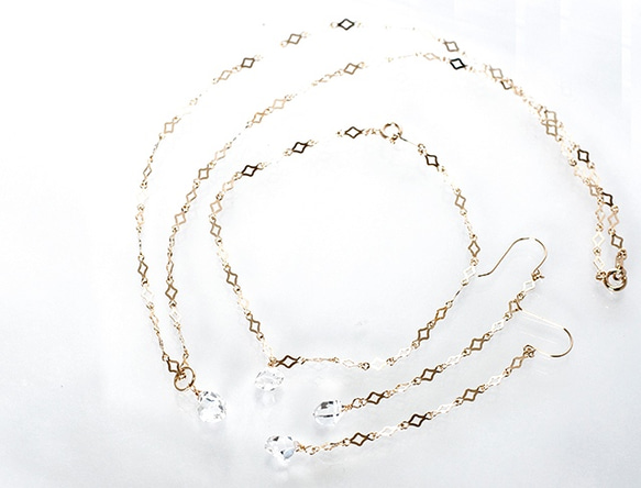 [K10YG] 鑽石造型鏈 &amp; Herkima 鑽石耳環 第5張的照片