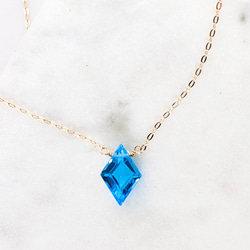 [K10YG]瑞士藍托帕石*鑽石型項鍊 第3張的照片