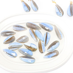 天然石*條紋藍蛋白石V型耳環(大顆） 第5張的照片