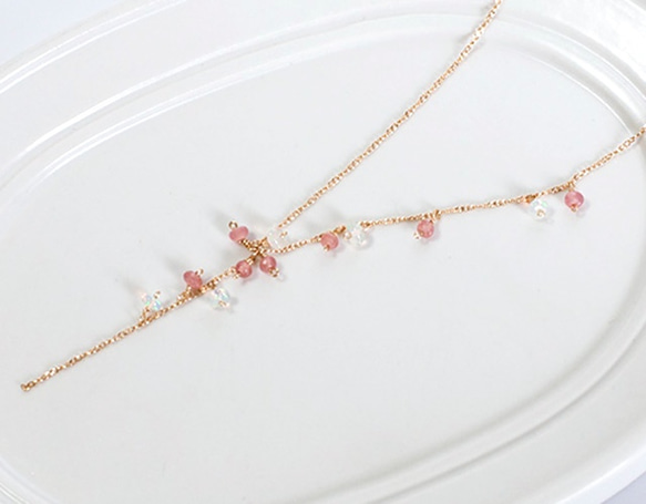 印加玫瑰+珍貴蛋白石珠的項鍊 第2張的照片
