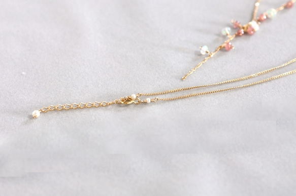 印加玫瑰+珍貴蛋白石珠的項鍊 第3張的照片