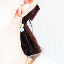藍玉髓不對稱插式耳環 第5張的照片