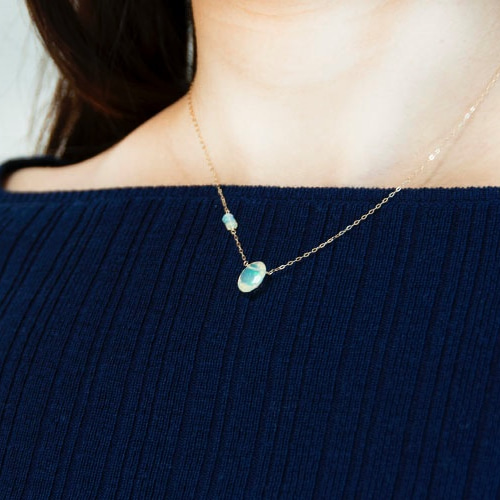 K10*プレシャスオパール・オバール・ファセットカットネックレスB