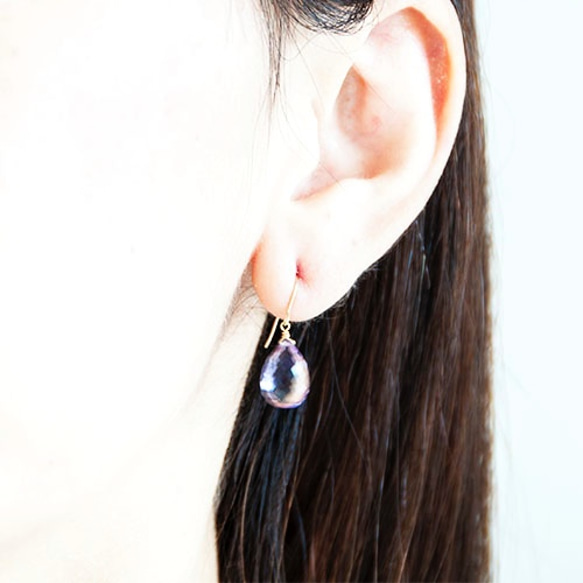K18 *大最好的紫黃晶耳環掛鉤 第4張的照片