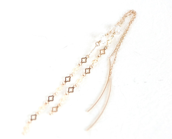 K10 Herkima 鑽石/鑽石鏈美國螺紋曲線耳環 第2張的照片