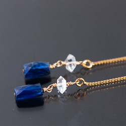 14Kgf藍晶石+ Herkima鑽石美式耳環 第3張的照片
