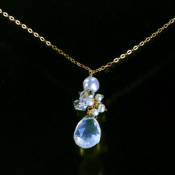 大顆粒冰石英/ Akoya珍珠/ Herkimer  - 鑽石項鍊 第2張的照片