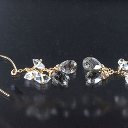 Herkimer鑽石+黑色Rutil石英耳環 第3張的照片