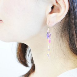 紫色秋季紫水晶+粉色藍寶石耳環 第3張的照片