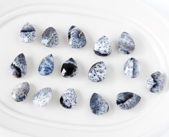 Dendrite蛋白石·黑色尖晶石/單粒Marquis鉤形耳環14 kgf 第5張的照片