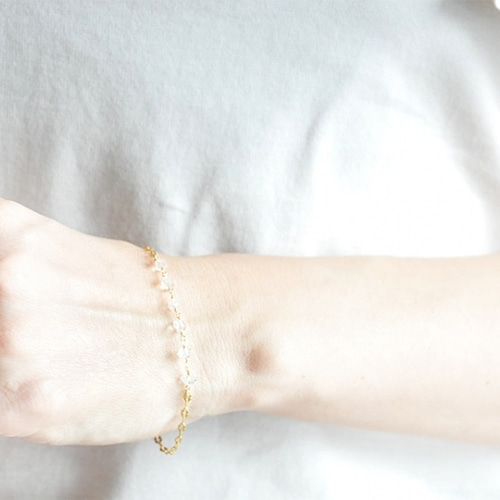 14kgf/ハーキマーダイヤモンドデザインチェーンブレスレット