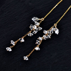 14kgf/グリーンオニキスデュードロップxアメジストピアス ピアス