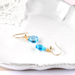Summer Earrings K10 瑞士藍托帕石鉤形耳環 第3張的照片