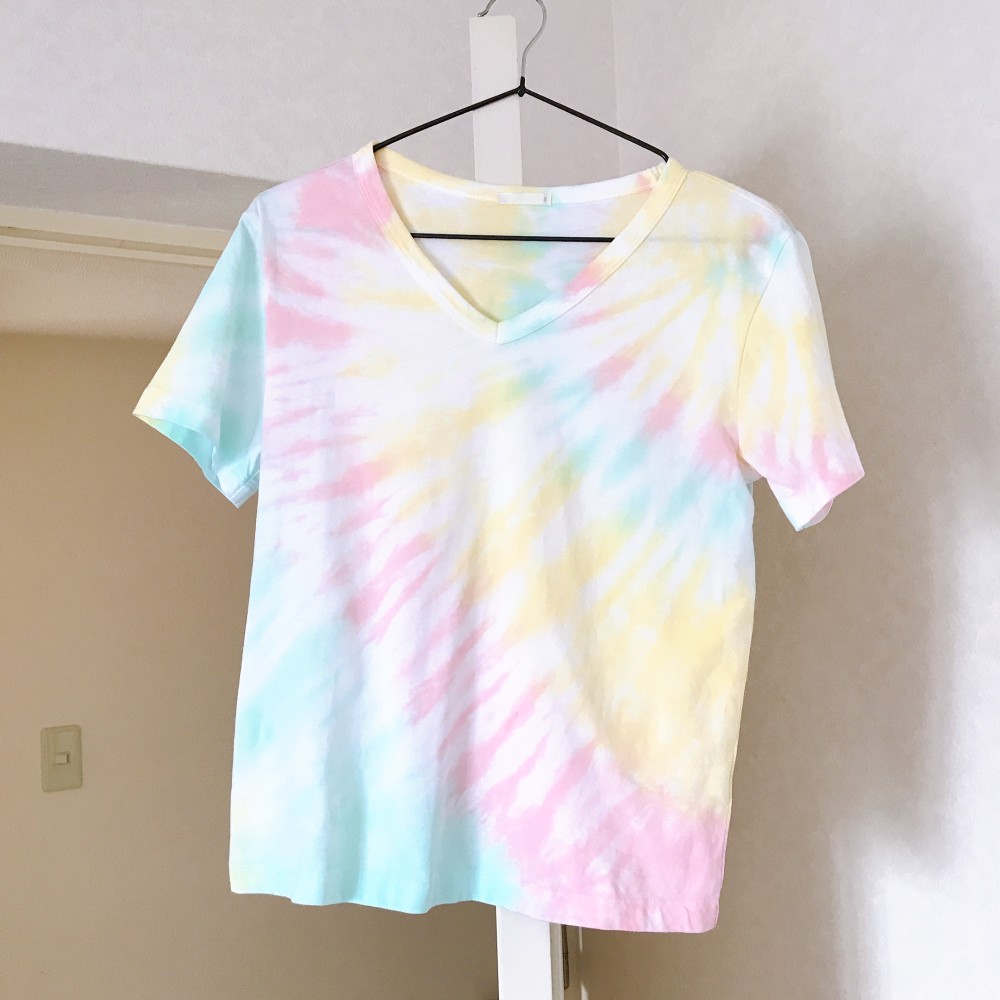 タイダイ染めTシャツ Vネック パステルカラー 手染め Tシャツ