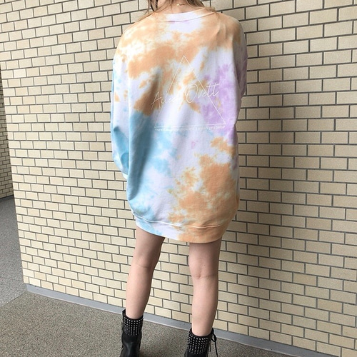 タイダイ柄トレーナー ユニセックスXL 水色×オレンジ×紫 10