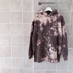 ブリーチ加工 タイダイ柄 パーカー フーディー ユニセックスXL 茶