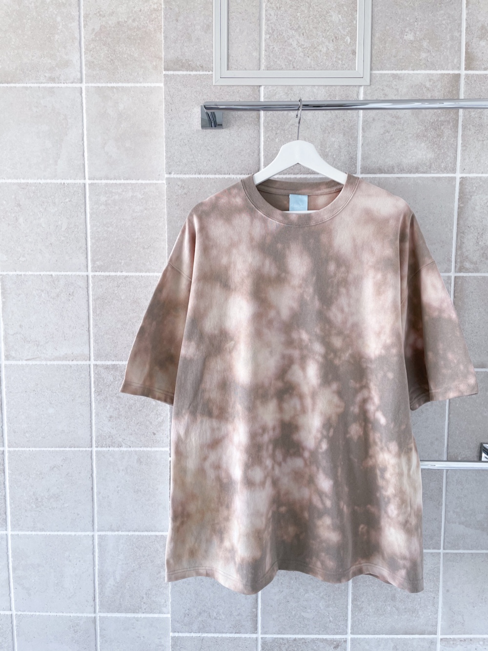 XL マグナムウェイト　ビッグシルエット　タイダイ柄　Tシャツ　ブリーチ加工　アシッドカーキ