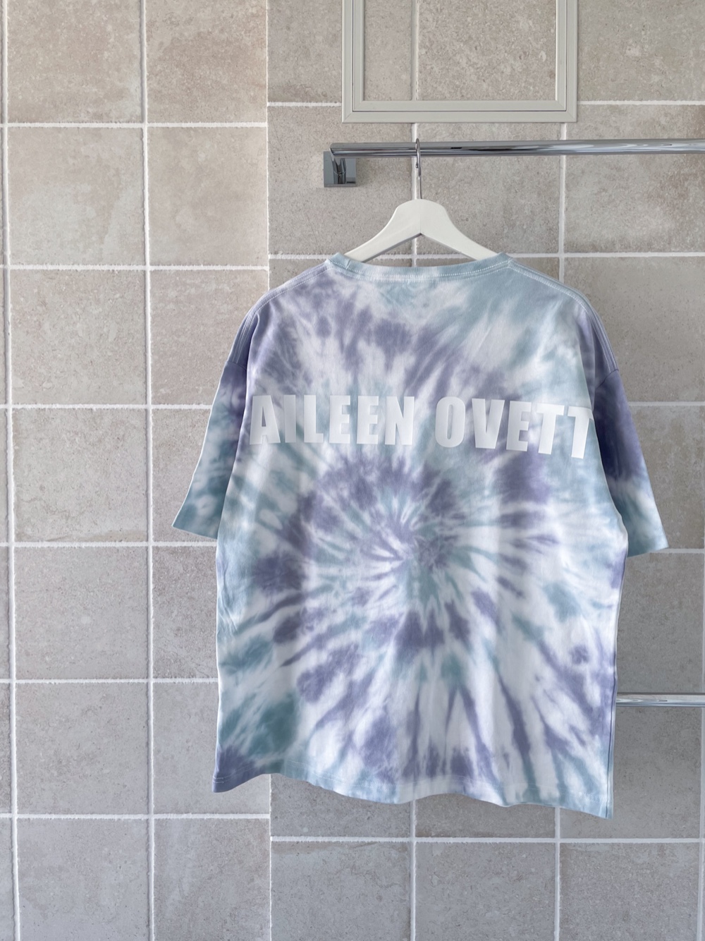 くすみ水色×パープル　タイダイ染め　ビッグシルエットTシャツ　M〜XL　綿100%　一点物