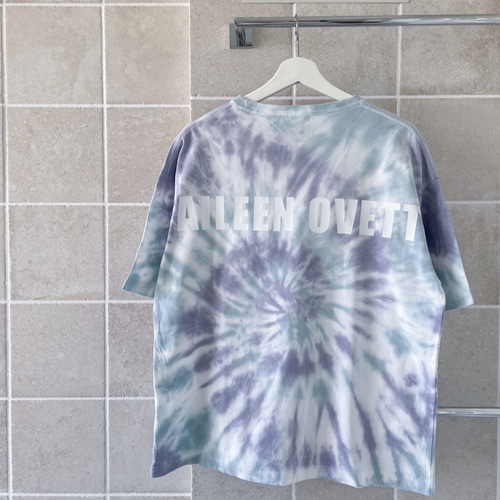 くすみ水色×パープル タイダイ染め ビッグシルエットTシャツ M〜XL 綿
