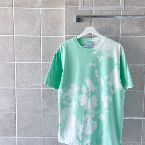 メロン❤︎パステルカラー タイダイ柄 Tシャツ XL ブリーチ加工 綿100