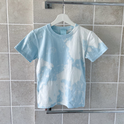 キッズ　ラムネ❤︎パステルカラー　タイダイ柄　Tシャツ　140　ブリーチ加工　綿100%　水色　一点物 3枚目の画像