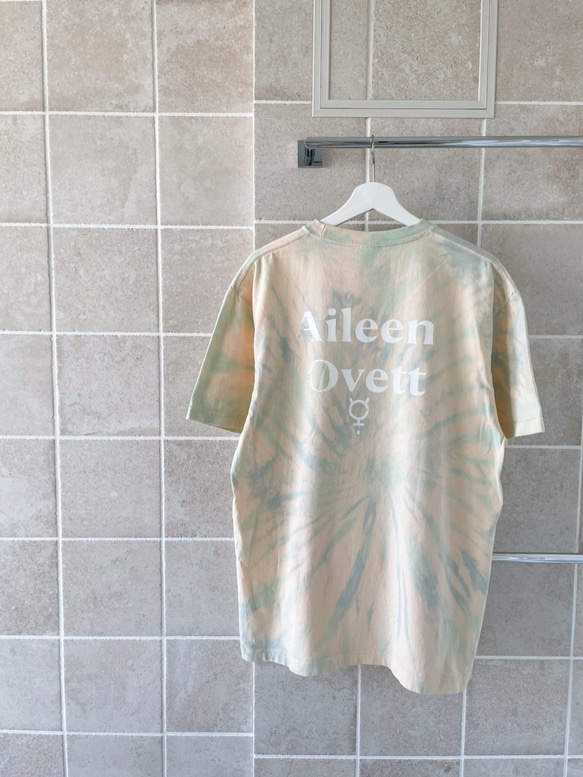 淡カラー タイダイ柄 Tシャツ XL クリーム×水色 綿100% 一点物