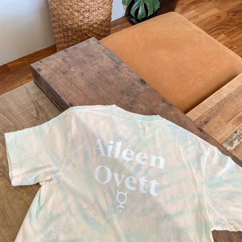 淡カラー タイダイ柄 Tシャツ XL クリーム×水色 綿100% 一点物