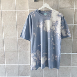 LLICA リメイクTシャツ ペイント加工 ブリーチ 一点物 Lサイズ タイダイ柄 Tシャツ XLサイズ アシッドブルー ブリーチ加工 手染め T