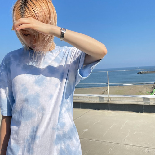 タイダイ柄 Tシャツ S〜XXL ブルー 綿100% 一点物 手染め タイダイ染め