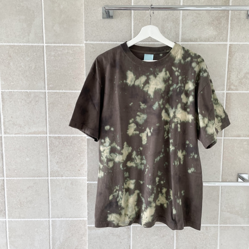 タイダイ柄 Tシャツ XL チャコール 茶色 綿100% 一点物 手染め