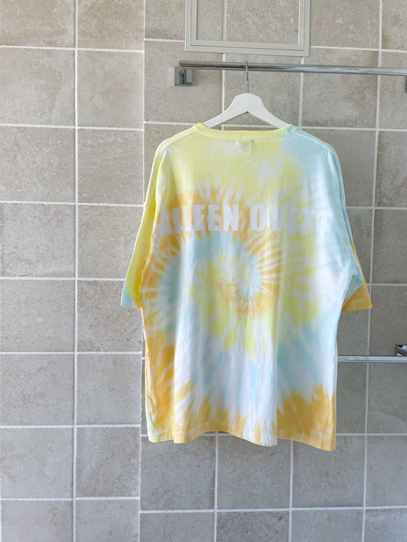イエロー×水色×オレンジ タイダイ染め ビッグシルエットTシャツ