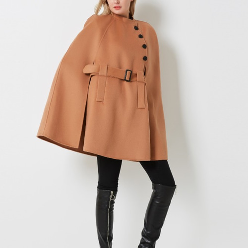 カシミヤ混素材 ダブルフェイス 優雅なフレアシルエット レディース