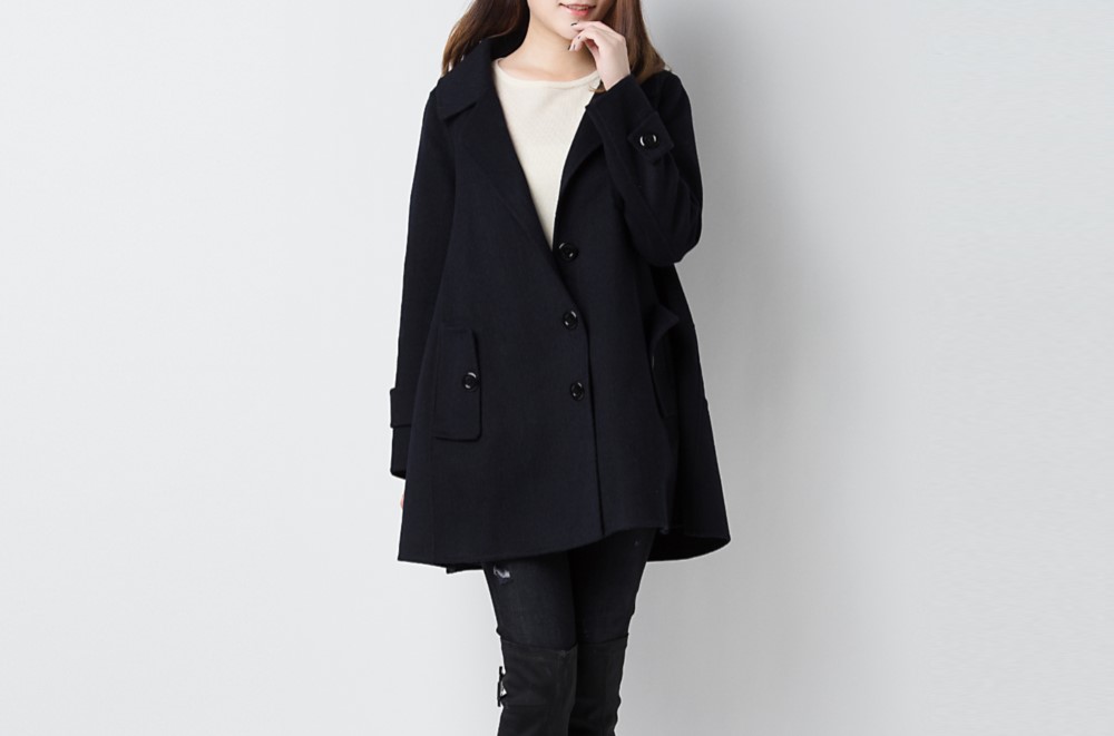 カシミヤ混素材 ダブルフェイスポンチョコート ☆オーダーメイド可☆