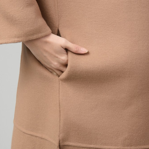 カシミヤ混素材 上品な大人ダブルフェイスサイドスリットレディース